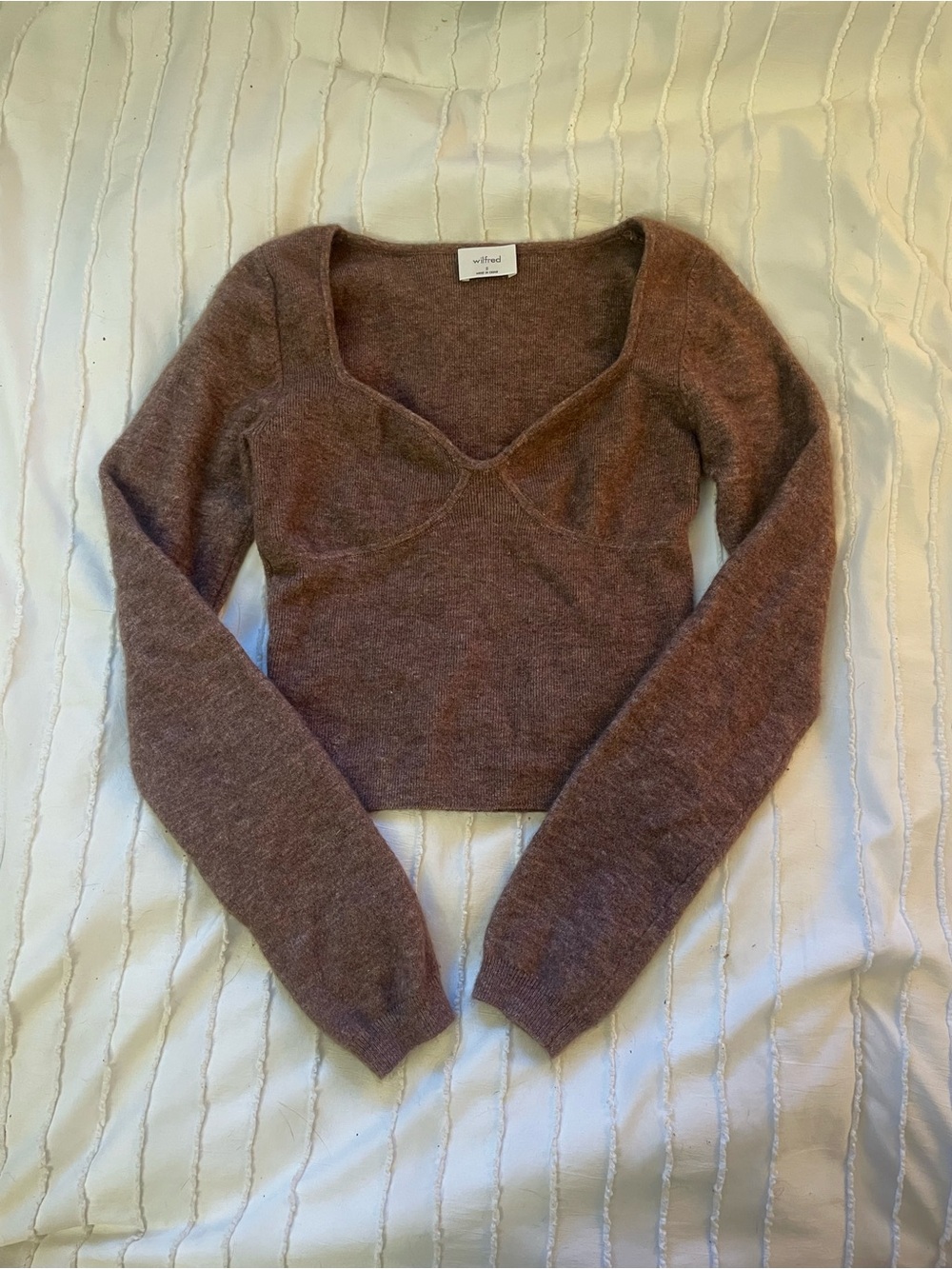 Wilfred Brown Scoop Neck Cropped Knit Top